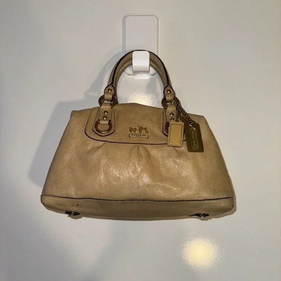 Coach 12937 Madison Sabrina Handbag Taupe Tan Leather Purse Bag USED / READ