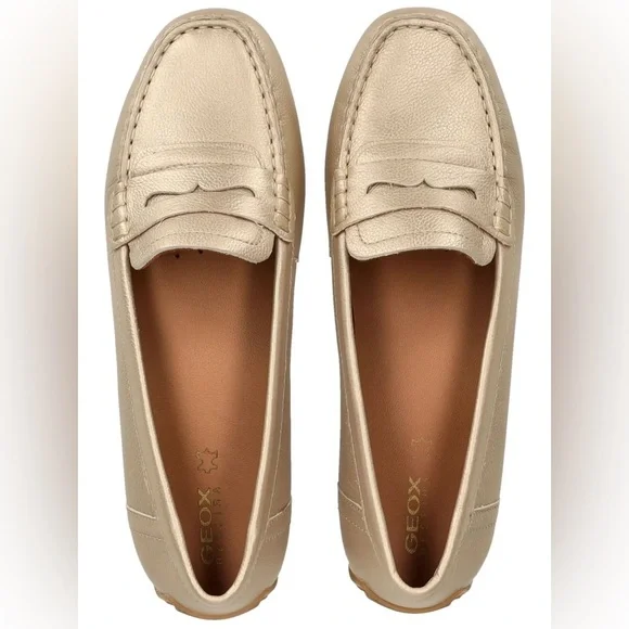 Geox‎ Kosmopolis Gold Leather Moccasins size 36EU