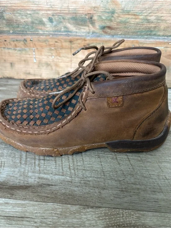 Twisted X Tan and Black Woven Toe Kids Moccasins