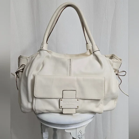 EUC RARE Kate Spade Greta Court Glitter Ina Satchel In Cream