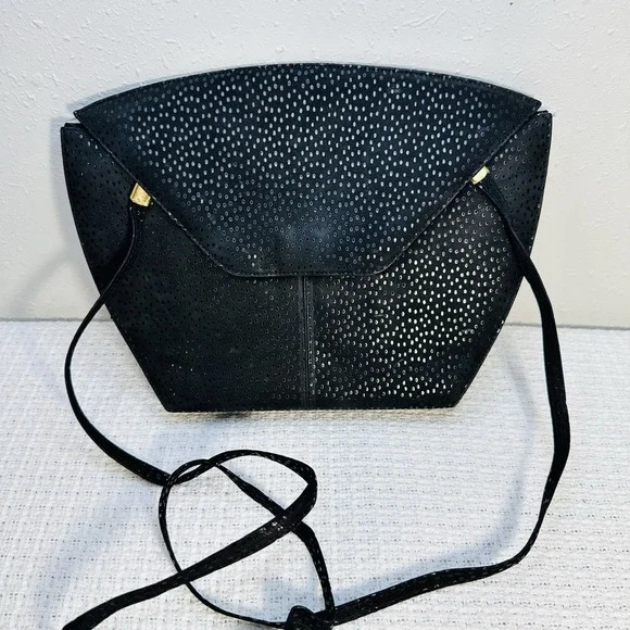 Vintage d'Rossana by‎ Charna Black Stingray Leather (Shagreen) Handbag – Gold