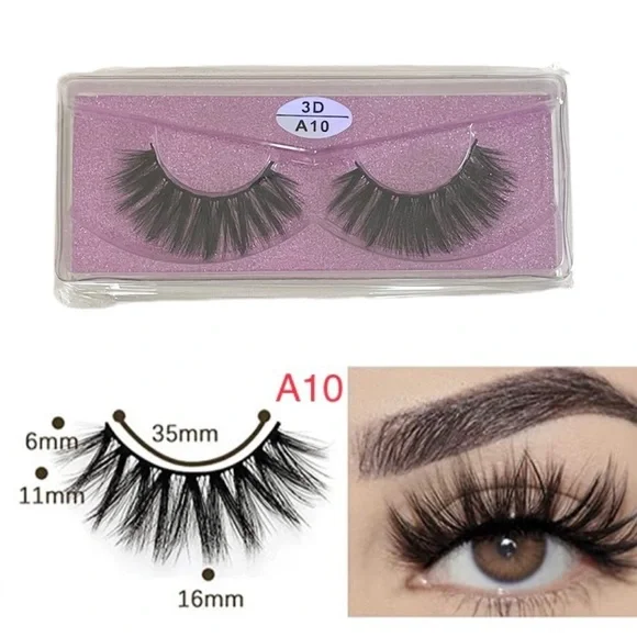 Vegan Faux Mink 3D Light-weight False Volume Eyelashes Style A10 (Lashes Only)