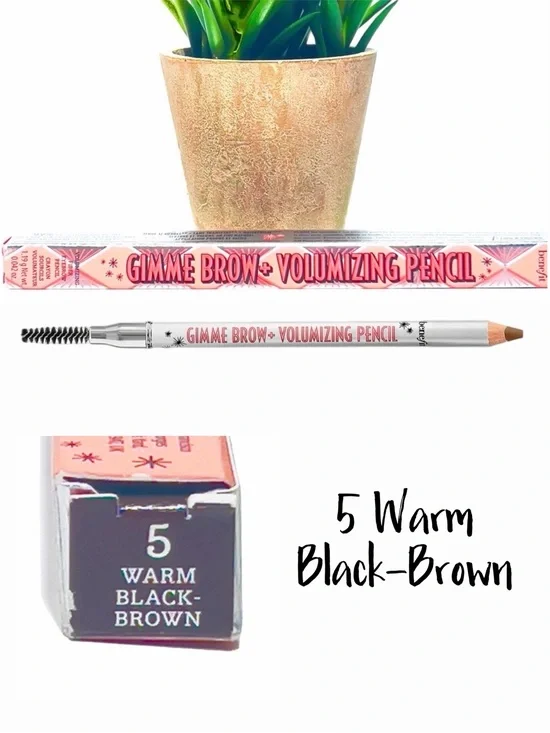 NIB Benefit Gimme Brow + Volumizing Pencil - 5 Warm Black-Brown
