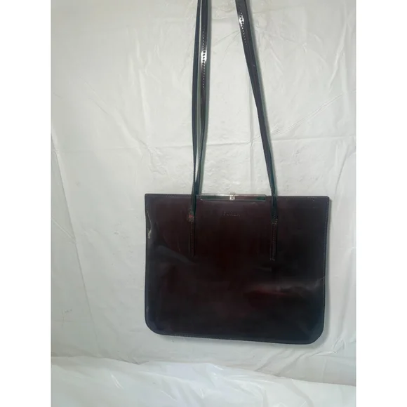 FURLA Patent Leather Shoulder Bag burgundy