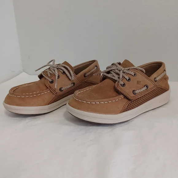 Sperry Kids Tan Brown Lace Moccasin Boat Shoes