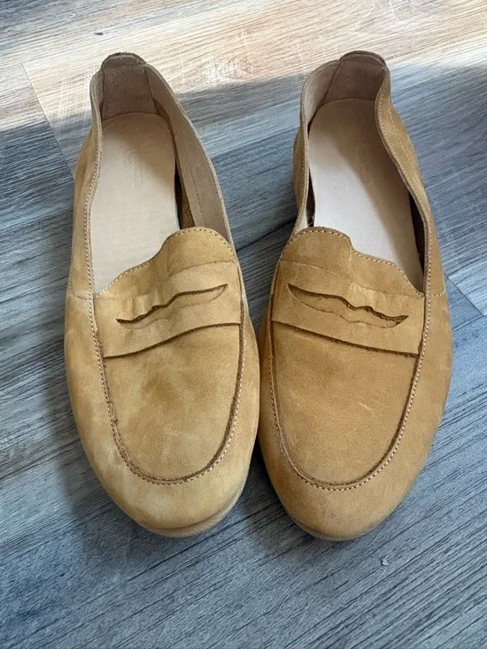 Classic Suede Penny Loafers in Camel