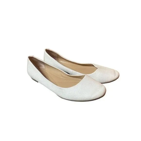 Alfani Cream Textured Vegan Leather Flats