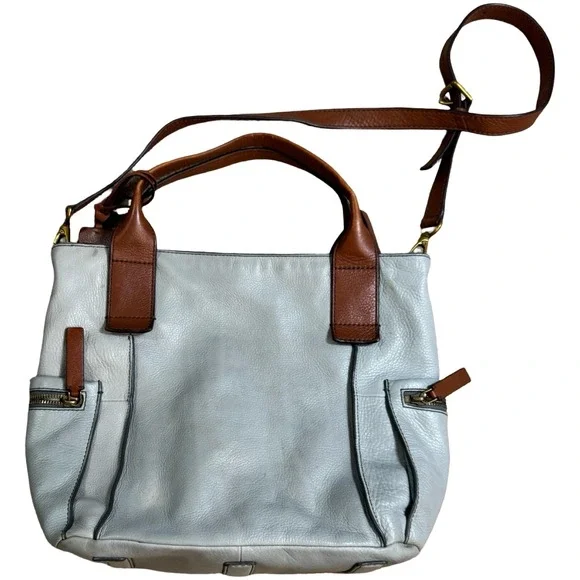 Fossil Gray Pebbled VTG Emerson Leather Shoulder Bag Convertible Crossbody Purse