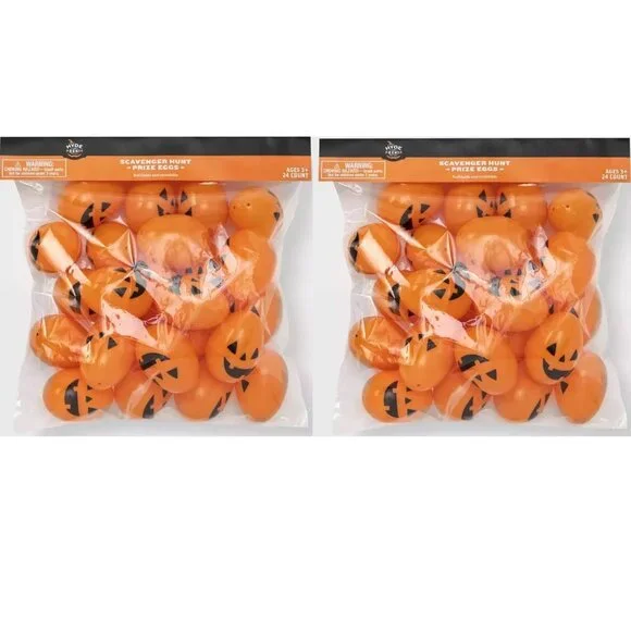 Hyde & EEK! 48 Scavenger Hunt Fillable Jack-O-Lantern Eggs Halloween Prizes NIP