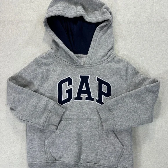 GAP Kids Heather Gray Hoodie with Navy Logo