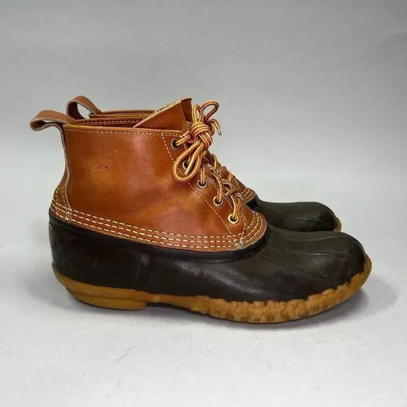 L.L. Bean Bean Boots Mens Size 8 Vintage Brown Leather Rubber Outdoor Waterproof