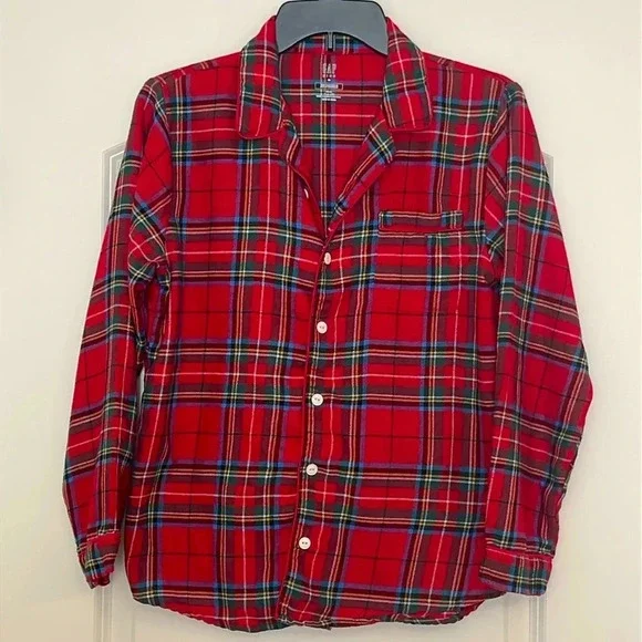 Gap Kids Plaid Button Up Pajama Top Only Size 12