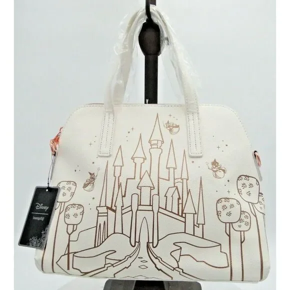 Loungefly Disney Sleeping Beauty 3 Fairy Godmother Castle‎ Satchel Purse NWT