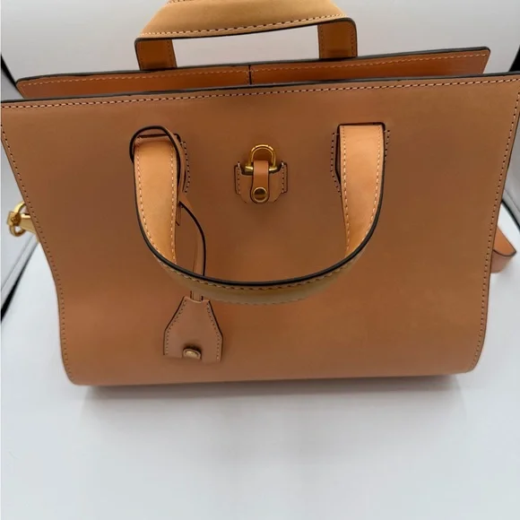 Alexander Wang Tan Leather Large Structured Satchel Top Handle Crossbody Bag