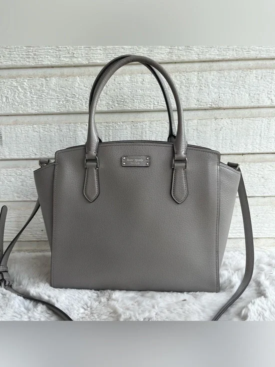 KATE SPADE Grey Leather Jeanne Satchel Tote Crossbody Bag Mulberry Lane Court