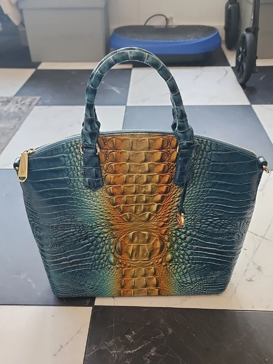 NWOT Brahmin Large Duxbury Satchel Bermuda Ombre Melbourne Croc-Embossed Leather