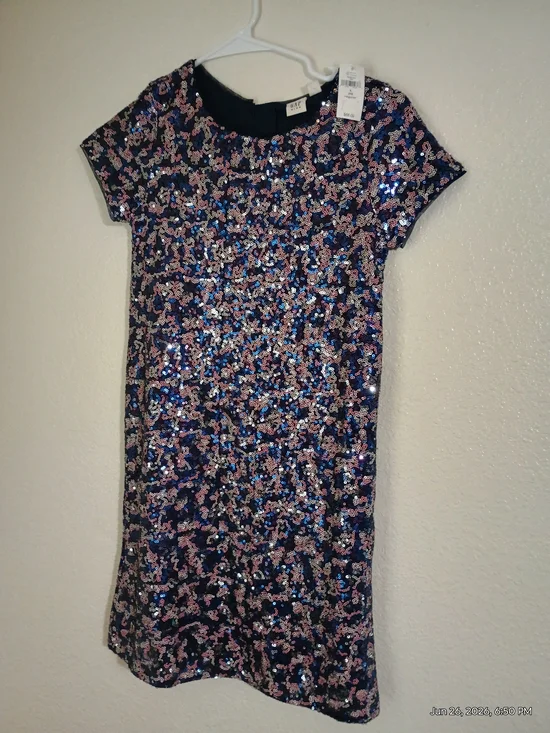 GAP Kids Navy Sequin Dress with Pink & Blue Accents