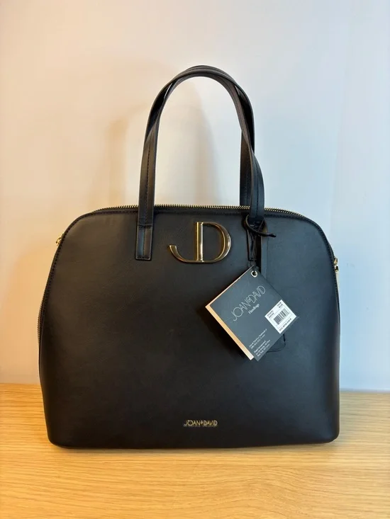 Joan &‎ David Black Leather Dome Satchel NWT
