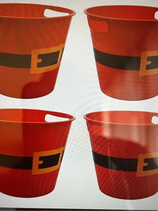 Festive Red Santa Belt Party Buckets - Holiday Candy & Gift Tubs