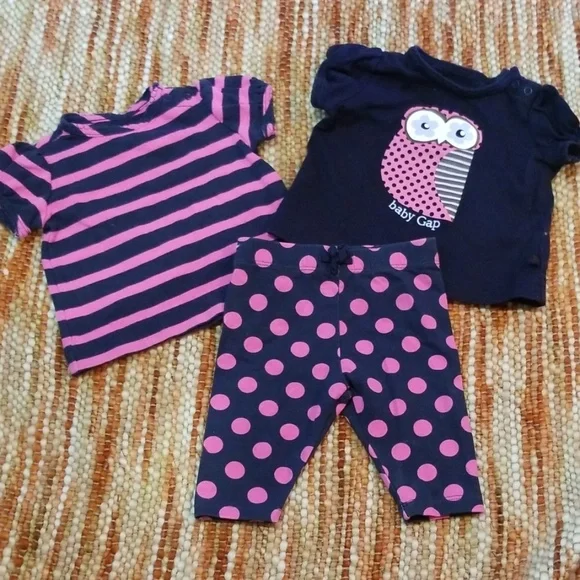 Baby gap girls‎ 0 3 owl shirt leggings bundle set