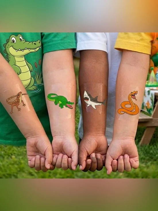 24ct Animal Temporary Tattoos Kids Birthday Party Favors 4 Assorted Styles