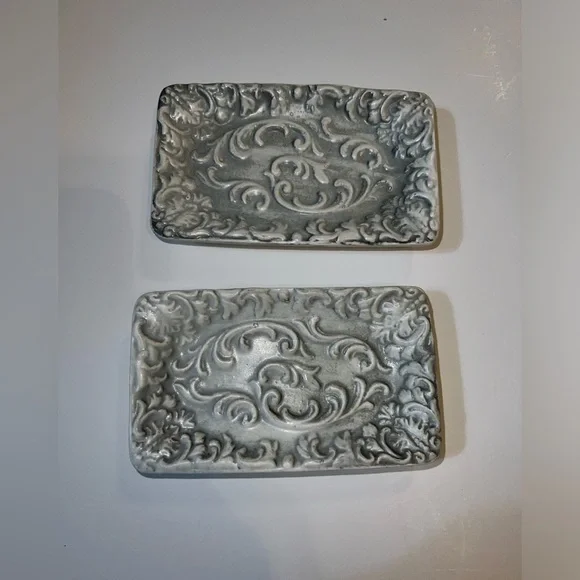 2 Nut dishes made in Japan. Vintage laced pattern.  4.5” long x 2.5” wide