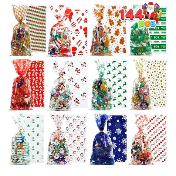 Colorful Holiday Party Favor Bags - 144 Pieces