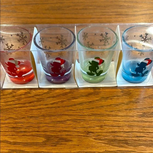 Closet clean out sale / Disney Holiday Shot Glass Set with Mickey Mouse