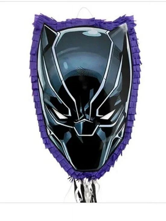 Black Panther Themed Purple Fringe Party Pinata - Black