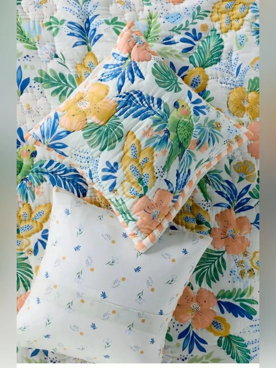 NWT new Anthropologie Ellen merchant cotton voile euro pillow sham Floral Parrot