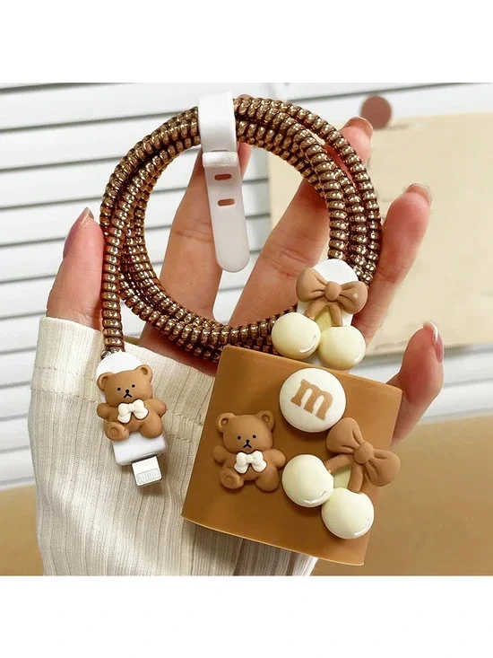 Cherry Bear Chocolate iPhone Charger Protector P01