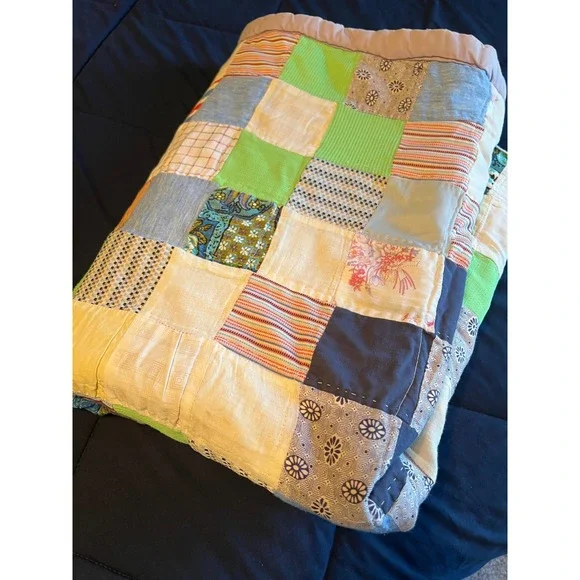 Vintage Handmade Patchwork Tied Scrap Quilt Multi‎ Color Rustic Primitive 67