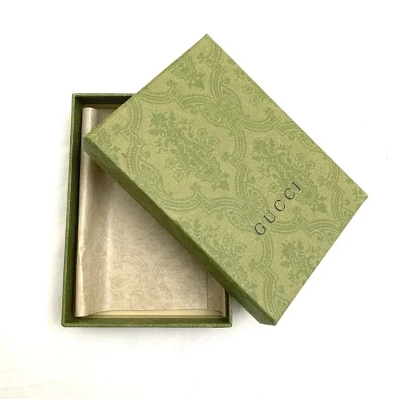 Gucci Gift Box Green Brocade Designer Luxury 6.5 x 4.5 x 1
