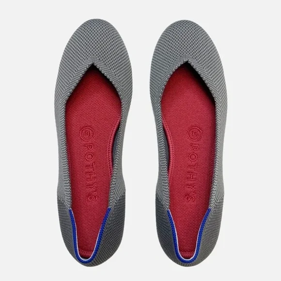 Rothy's Round Toe Ballet Flat Charcoal Grey Loafer Birdseye 9.5