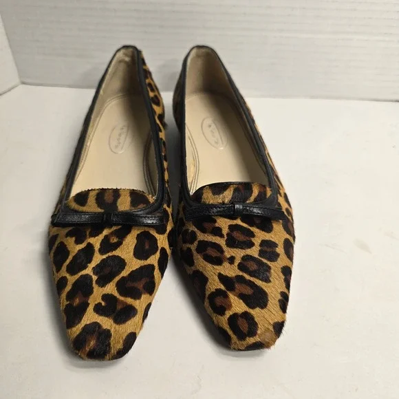 Talbots‎ Classic Leopard Print Flats Womens Size 5.5B Bow Detail