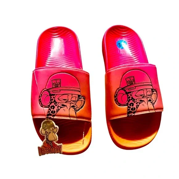Skechers Snoop Dog Bombay Ape Bombay Pop Slides - Sz. 10, Pink/Orange