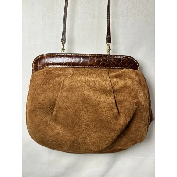 Vintage‎ FURLA Cognac Dome Shaped Soft Leather Bag S