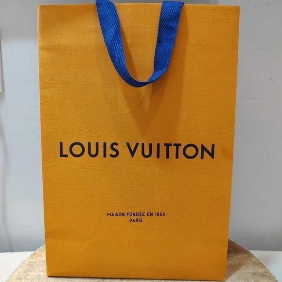 Louis Vuitton Gift‎ Bag Orange Blue Handles 14 x 10 x 4.5 inches Empty Authentic