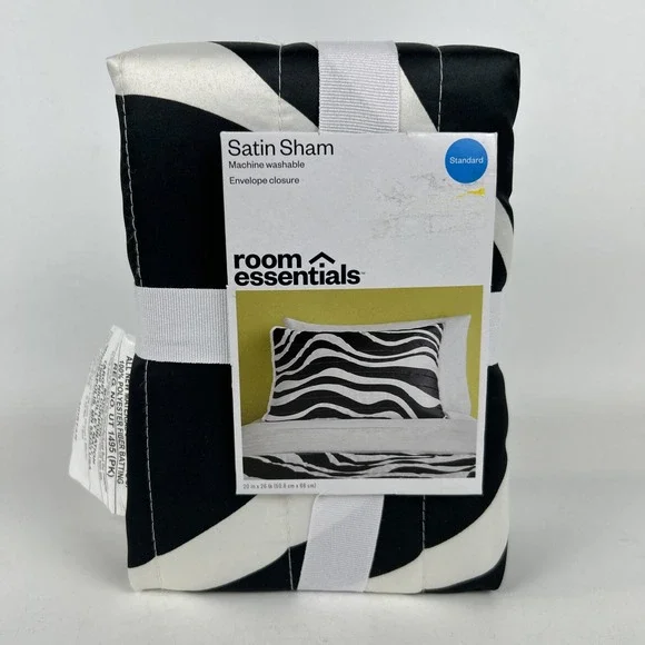 Satin Quilt Sham Black White Room Essentials‎ 20