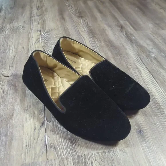 Birdies The Starling Black Velvet Flats Slippers Loafers Slip On Women’s Size 7