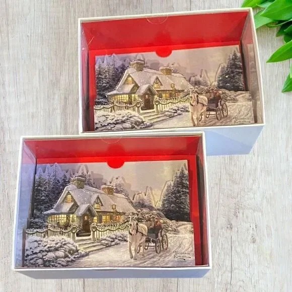 Hallmark 3D Thomas Kinkade Christmas Cards NEW 16