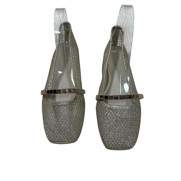 Sanctuary Cindy Gold Mesh Mary Jane‎ Ballet Flats Square Toe Womens 7M