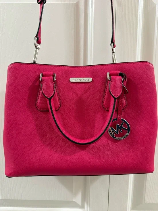 Michael Kors Camille Medium Satchel Ultra Pink Saffiano Leather NWT