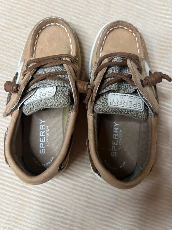 Sperry Kids Tan and Brown Moccasin Boat Shoes