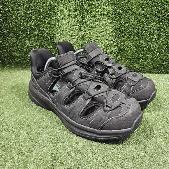 Orthofeet 1105 Saturn Black Leather Stretch Hands Free Sandals‎ Mens 10.5 X Wide