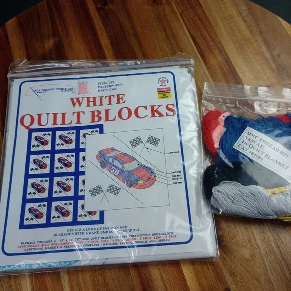 Jack Dempsey Needle Art Item 732 Race Car #277 Nursery‎ Quilt Blocks with Thread