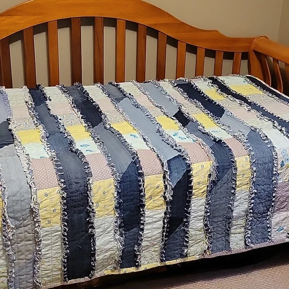 New Twin Rag Quilt hand crafted with Recycled Jeans - Molly Made It