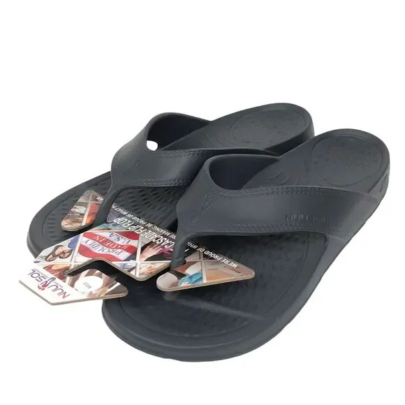 NEW Nuusol Cascade Flip Flops Granite Gray Mens 13 Made in USA