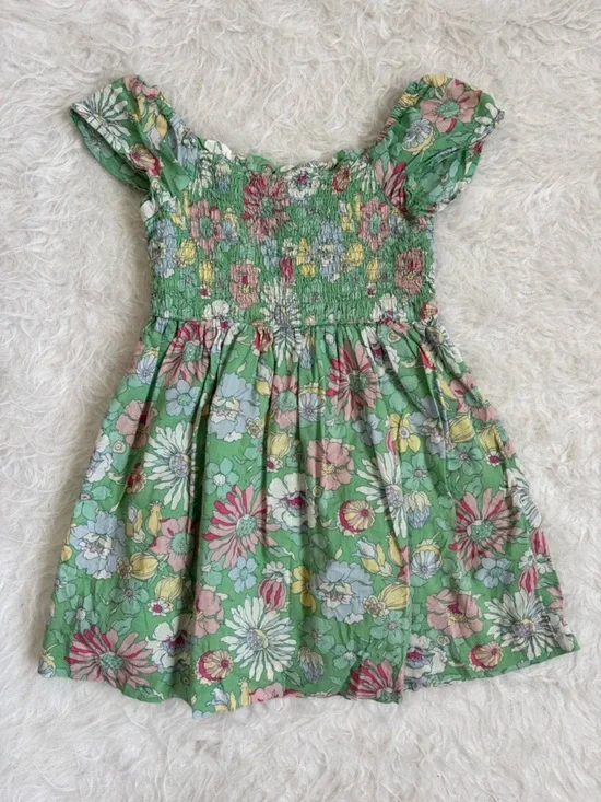 GAP Quintessential Spring Beautiful Green Floral Smocked Dress