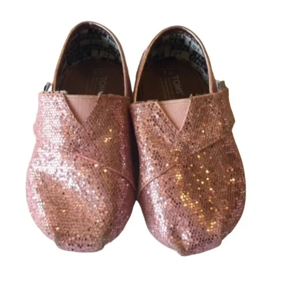 TOMS Pink Sequin Alpargatas Flats